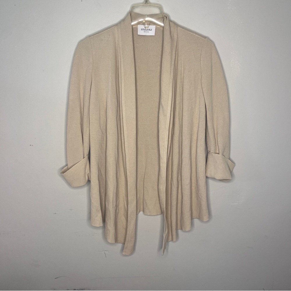 Stizzoli Made In Italy‎ Cardigan Cuffed Sleeve Tan Beige size 40 - US M Viscose